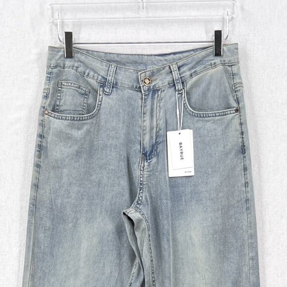 BAYRUE Summer Straight Pants Men 31 Retro Light Blue Wash Jeans Soft Relaxed NEW - Picture 5 of 14